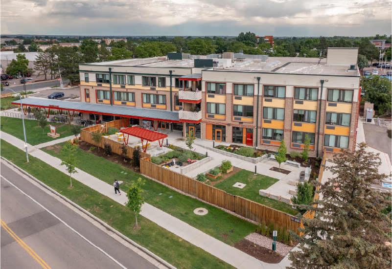 An aerial view of Mason place