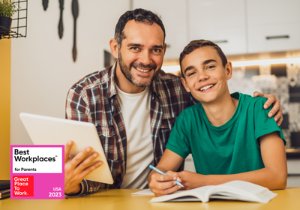 Best Places to Work for Families image of man and son