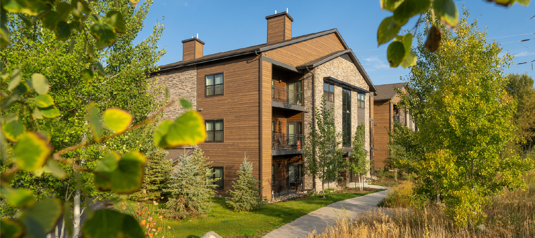 An exterior shot of Alpenglow Village