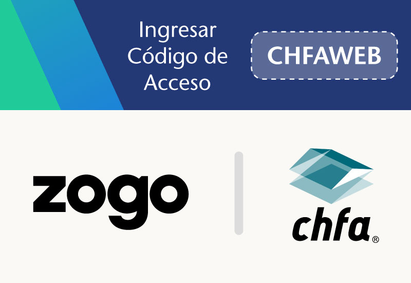 CHFA logo and Zogo logo with access code CHFAWEB