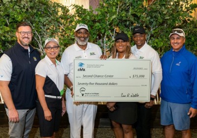 Pictured left to right: Thomas Bryan, CHFA CFO; Kim Martin, CHFA commercial loan officer and SCC board member; Hassan Latif, SCC executive director; Regina Edmonson, SCC development director; Abron Arrington, SCC care manager; and Jaime Gomez, CHFA deputy executive director and COO