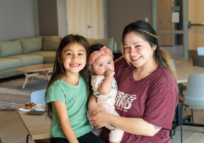 A mother and two children