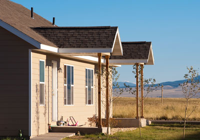 A house with mountains in background