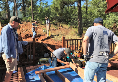 volunteers building a ramp