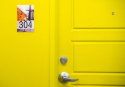 A bright yellow door