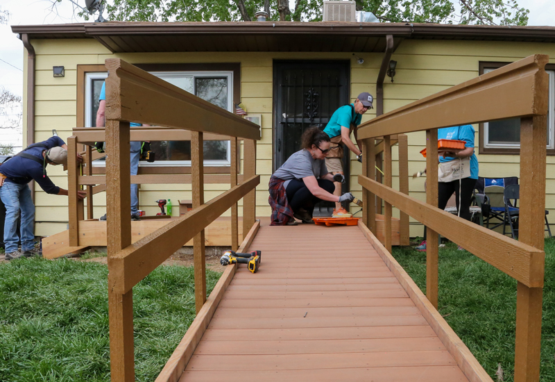 CHFA volunteers working on a Home Builders Foundation ramp