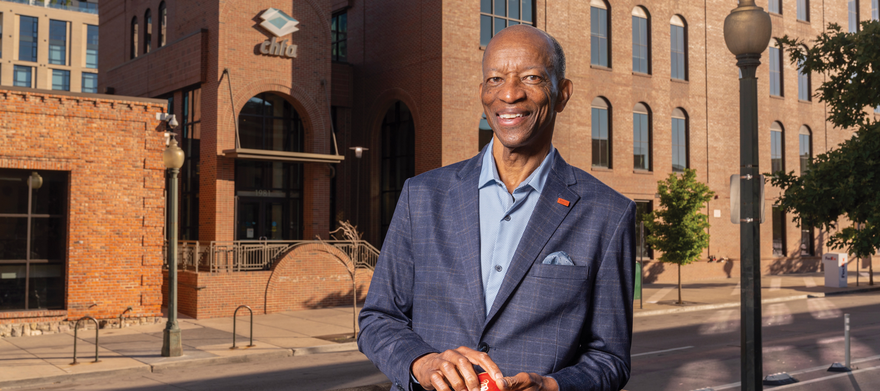 Roy Alexander in front of the CHFA Blake Street building