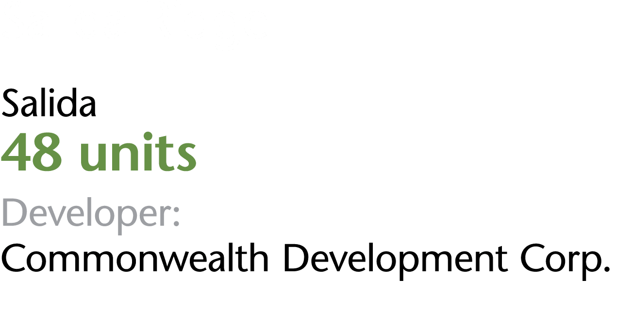 Salida Ridge Salida 48 units Developer: Commonwealth Development Corp 
