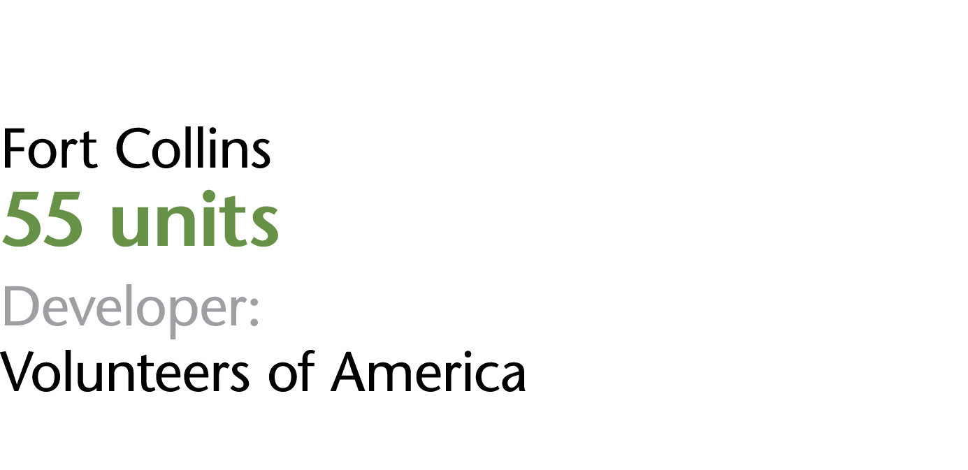 Cadance Fort Collins 55 units Developer: Volunteers of America