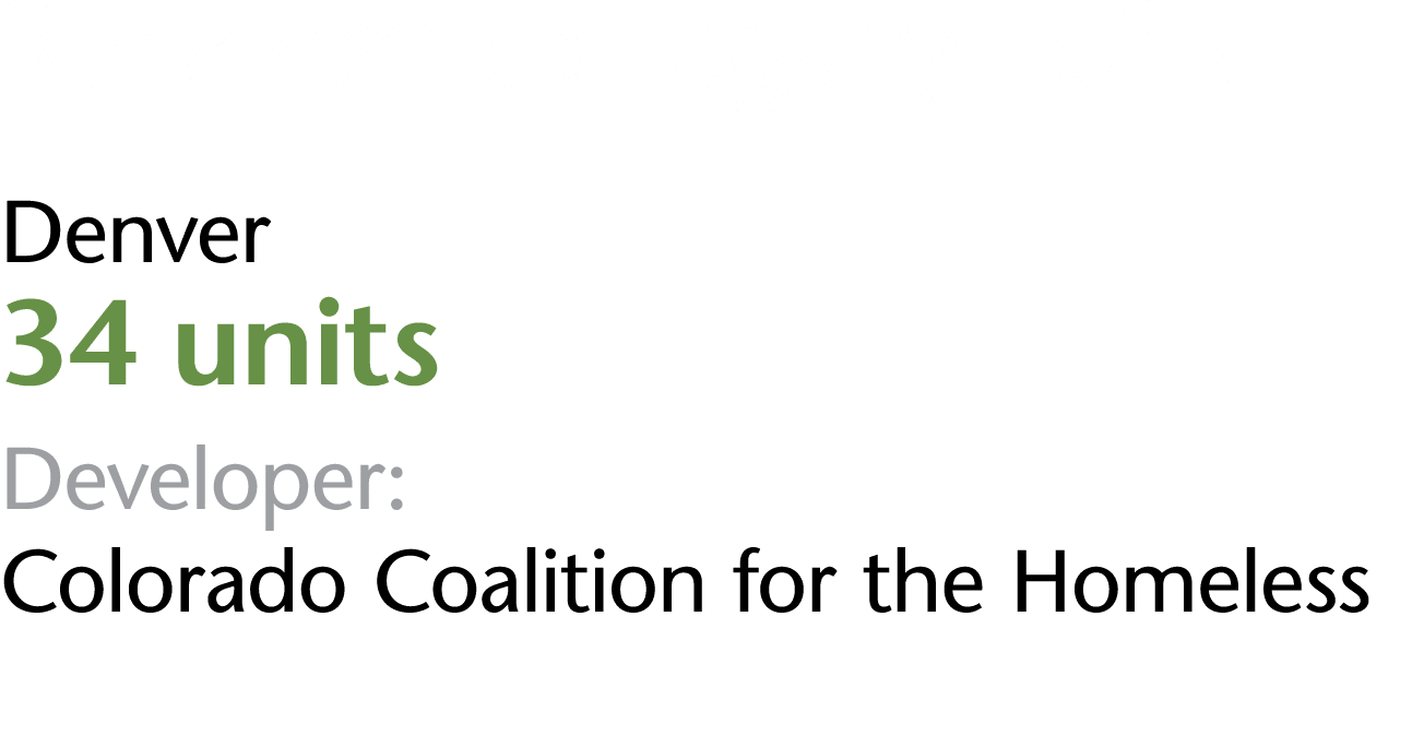 Renaissance Legacy Lofts Denver 34 units Developer: Colorado Coalition for the Homeless