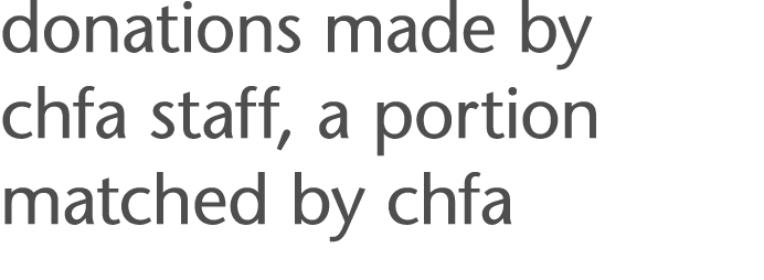 donations made by chfa staff, a portion matched by chfa